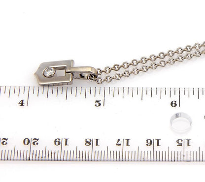 Cartier Diamond 18k White Gold Logo Pendant w/Paper