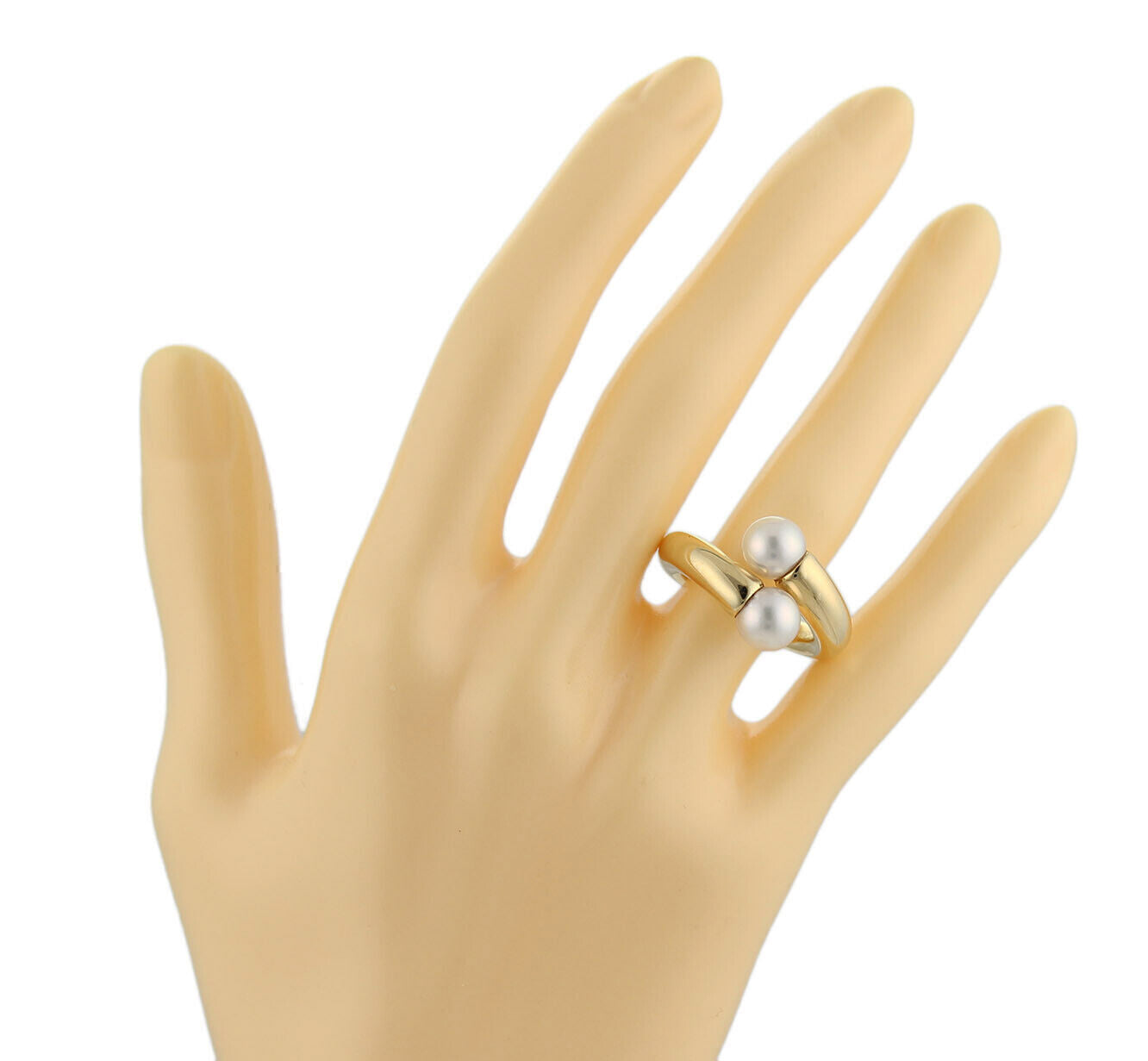 Cartier 18k Yellow Gold Toi et Moi Akoya Pearls Bypass Ring
