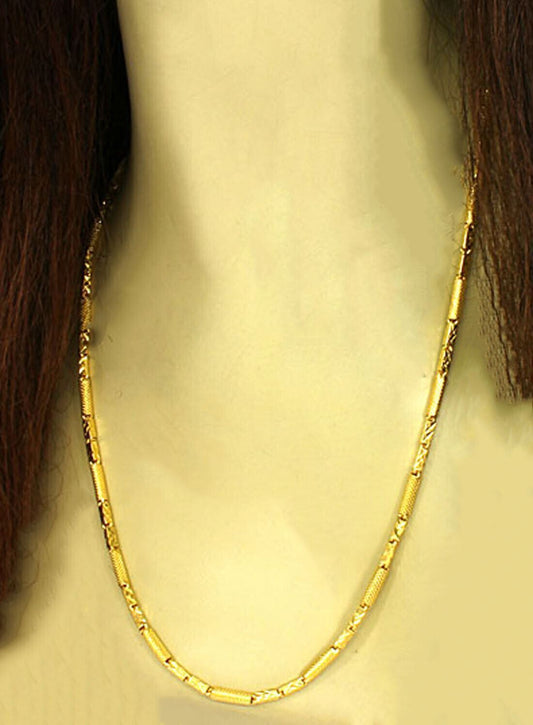 22k Gold Tube Link Chain Necklace 23" Long