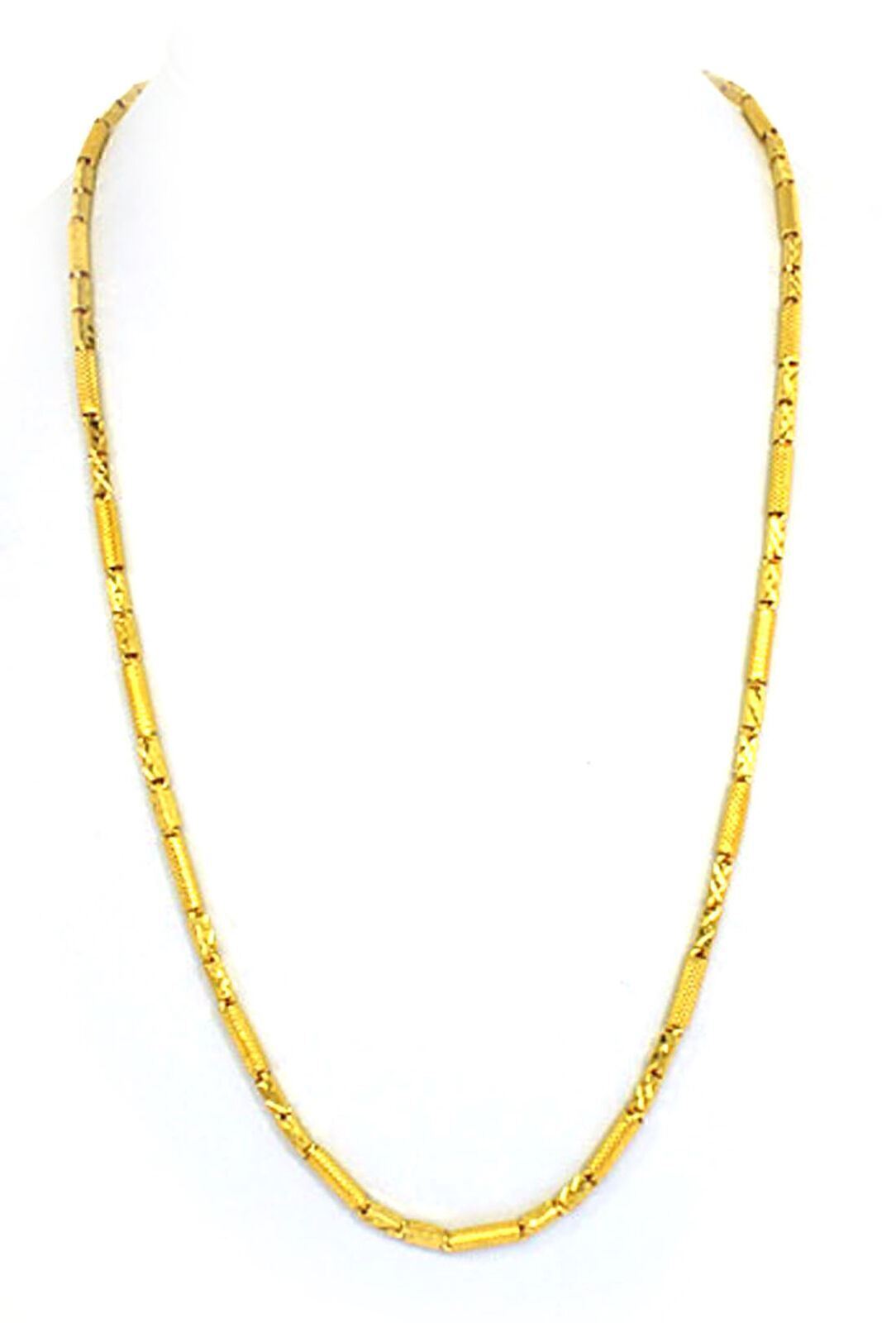 22k Gold Tube Link Chain Necklace 23" Long
