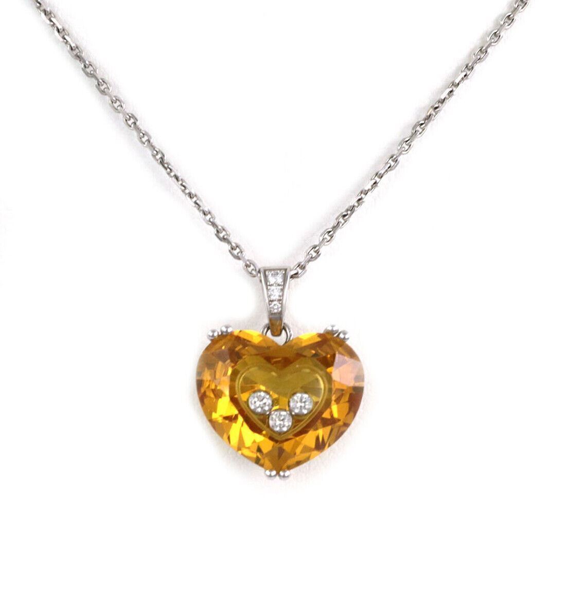Chopard Happy Diamond Yellow Stone Heart 18k White Gold Pendant