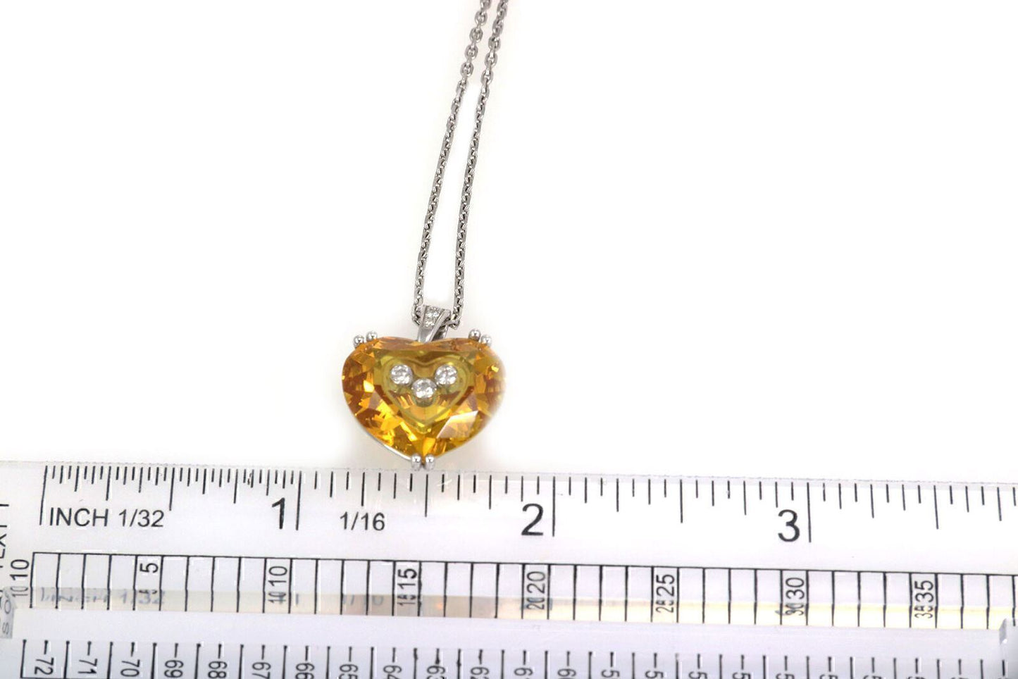 Chopard Happy Diamond Yellow Stone Heart 18k White Gold Pendant