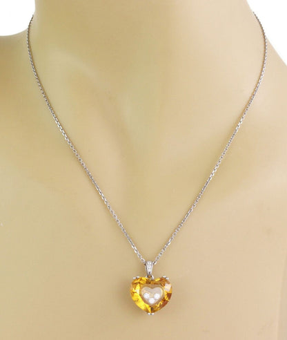 Chopard Happy Diamond Yellow Stone Heart 18k White Gold Pendant