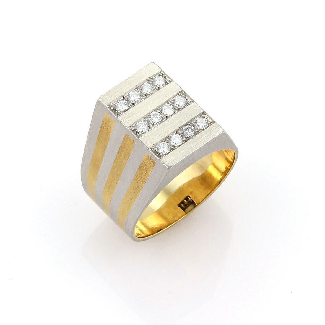 H. Stern Diamonds Platinum & 18k Yellow Gold Rectangular Ring - Size 7.25
