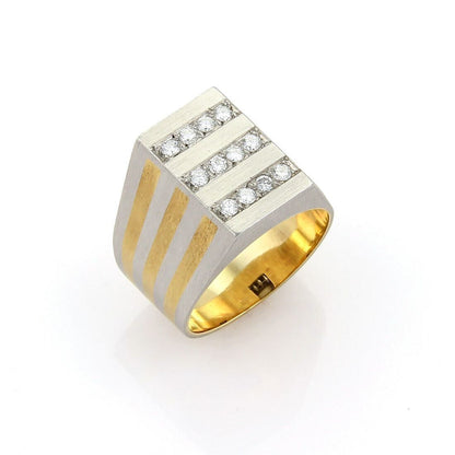 H. Stern Diamonds Platinum & 18k Yellow Gold Rectangular Ring - Size 7.25