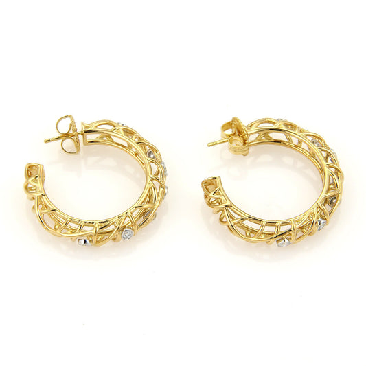 Hearts On Fire Diamonds Lattice Hoop 18k Yellow Gold Earrings