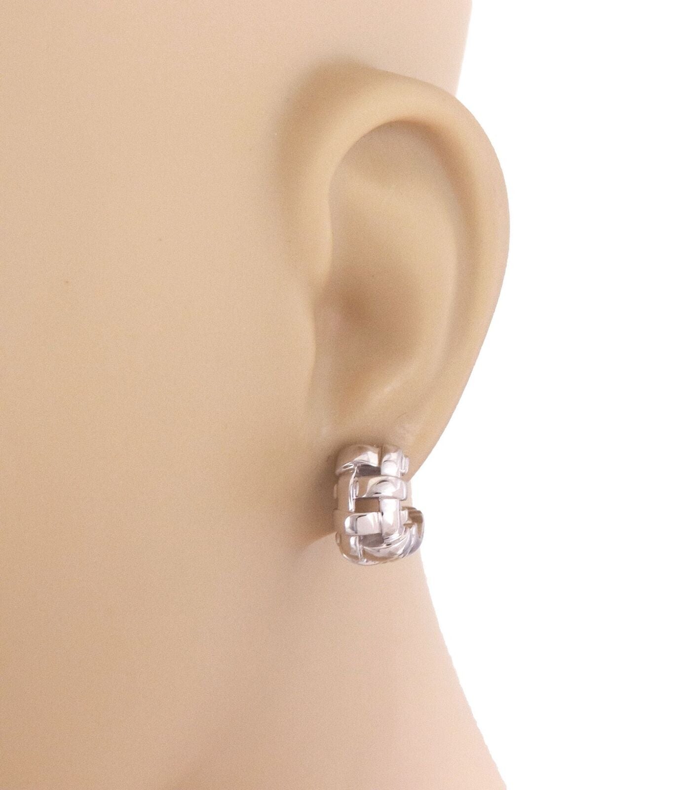 Tiffany & Co. Vannerie 18K White Gold Huggie Earrings