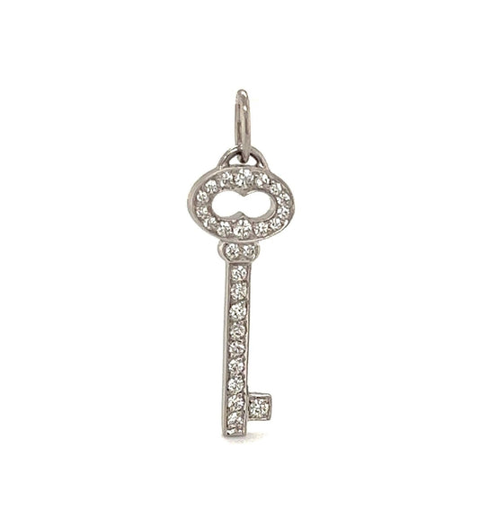 Tiffany & Co. Diamond Platinum Mini Oval Key Charm Pendant