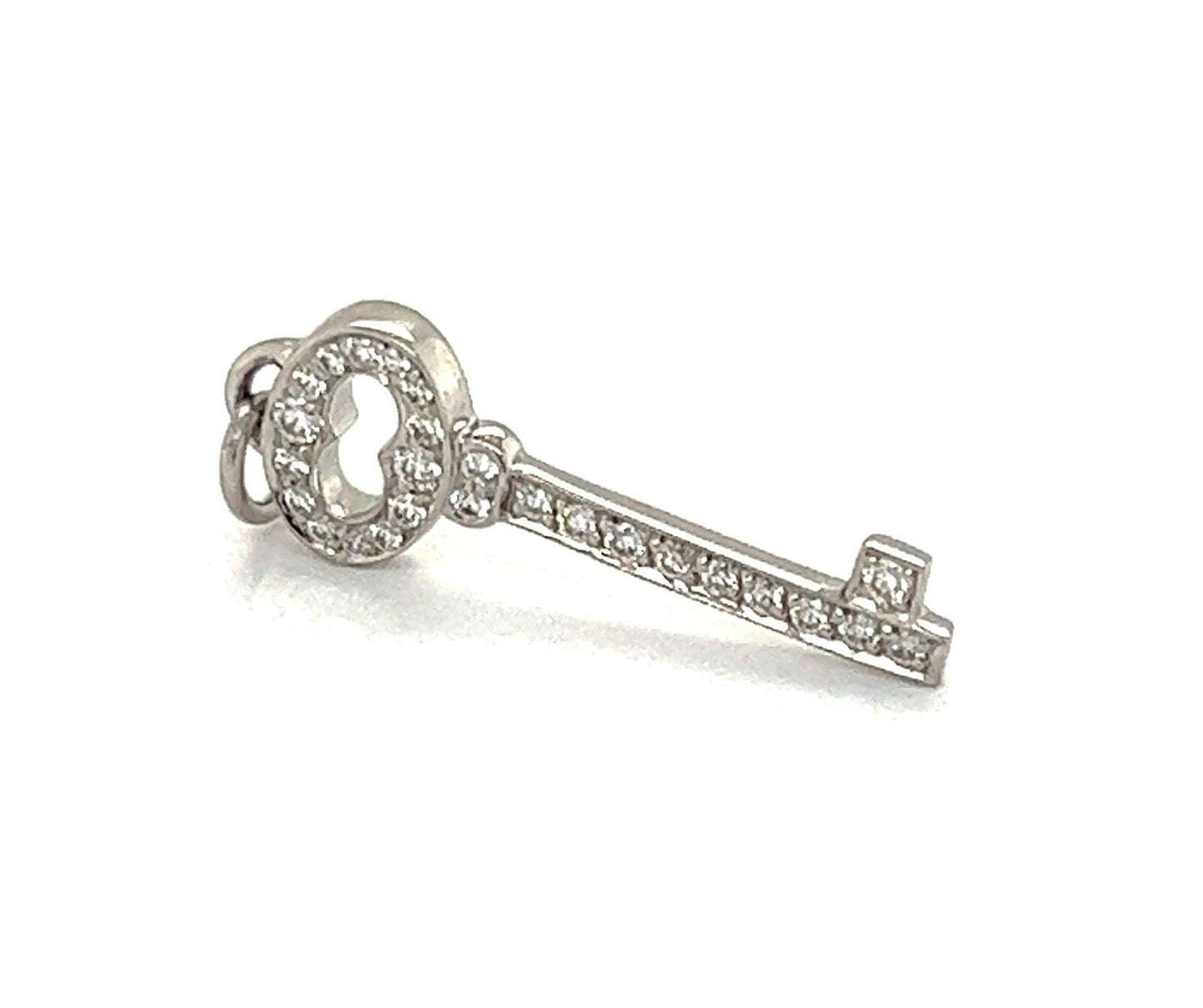 Tiffany & Co. Diamond Platinum Mini Oval Key Charm Pendant