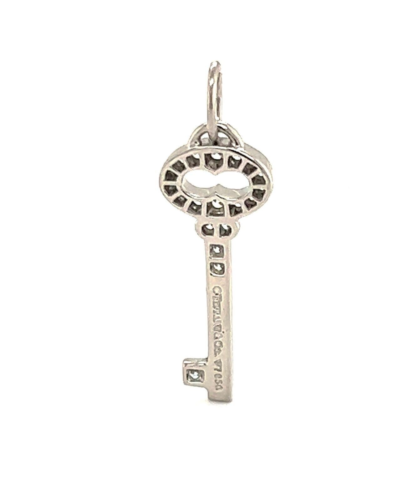 Tiffany & Co. Diamond Platinum Mini Oval Key Charm Pendant