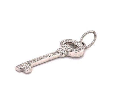 Tiffany & Co. Diamond Platinum Mini Oval Key Charm Pendant