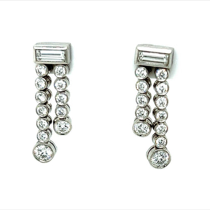 Tiffany & Co. Jazz Platinum Diamond Double Row Dangle Earrings