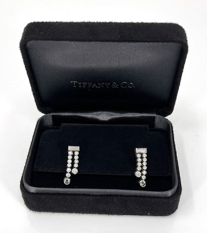 Tiffany & Co. Jazz Platinum Diamond Double Row Dangle Earrings