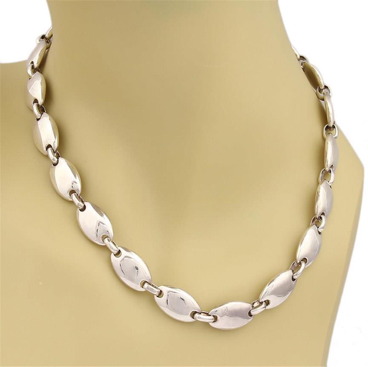 Tiffany & Co. Sterling Silver Pebbles  Oval Link Necklace 16” Long