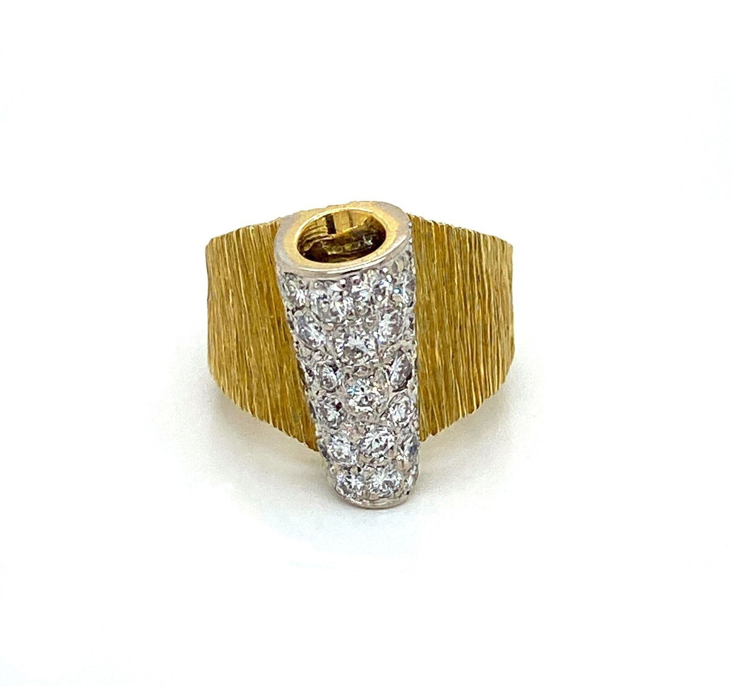 Henry Dunay Diamond 18k Gold Textured Band Ring - Size 6