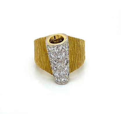 Henry Dunay Diamond 18k Gold Textured Band Ring - Size 6