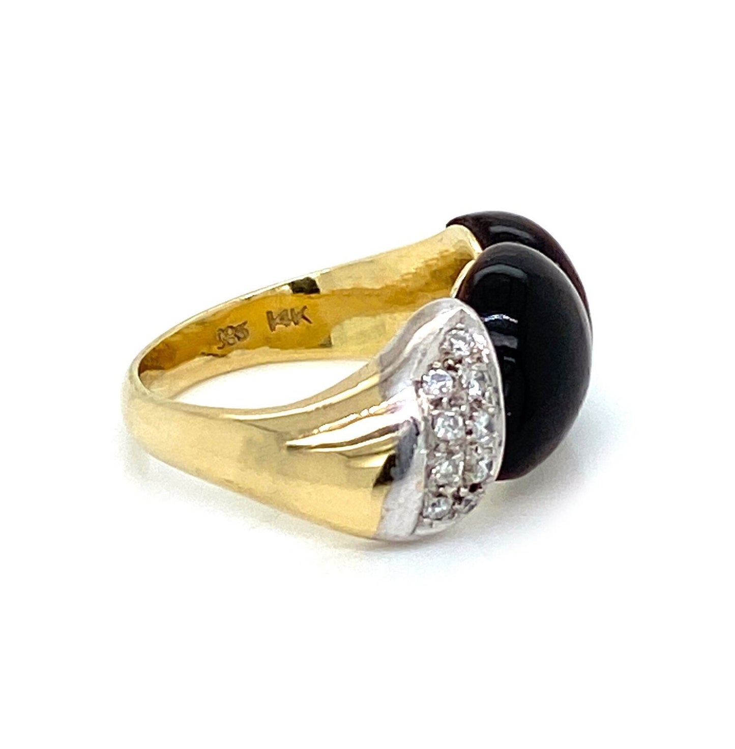 Diamond Tiger’s Eye 14k Two Tone Gold  Fancy Band Ring - Size 6.5