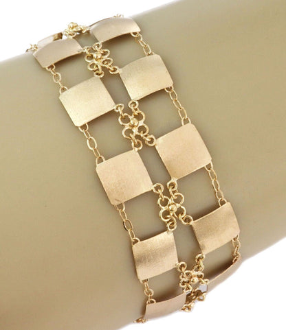 Double Row 18k Yellow Gold Square Link Bracelet