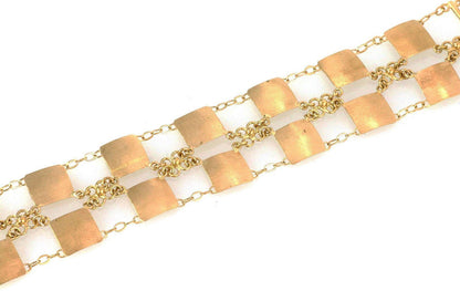 Double Row 18k Yellow Gold Square Link Bracelet