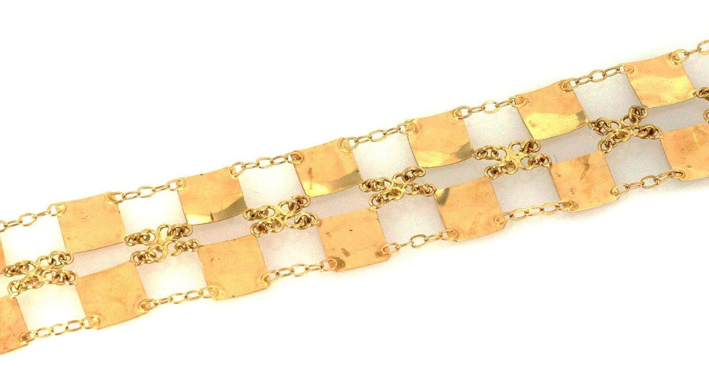 Double Row 18k Yellow Gold Square Link Bracelet