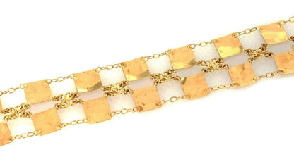 Double Row 18k Yellow Gold Square Link Bracelet