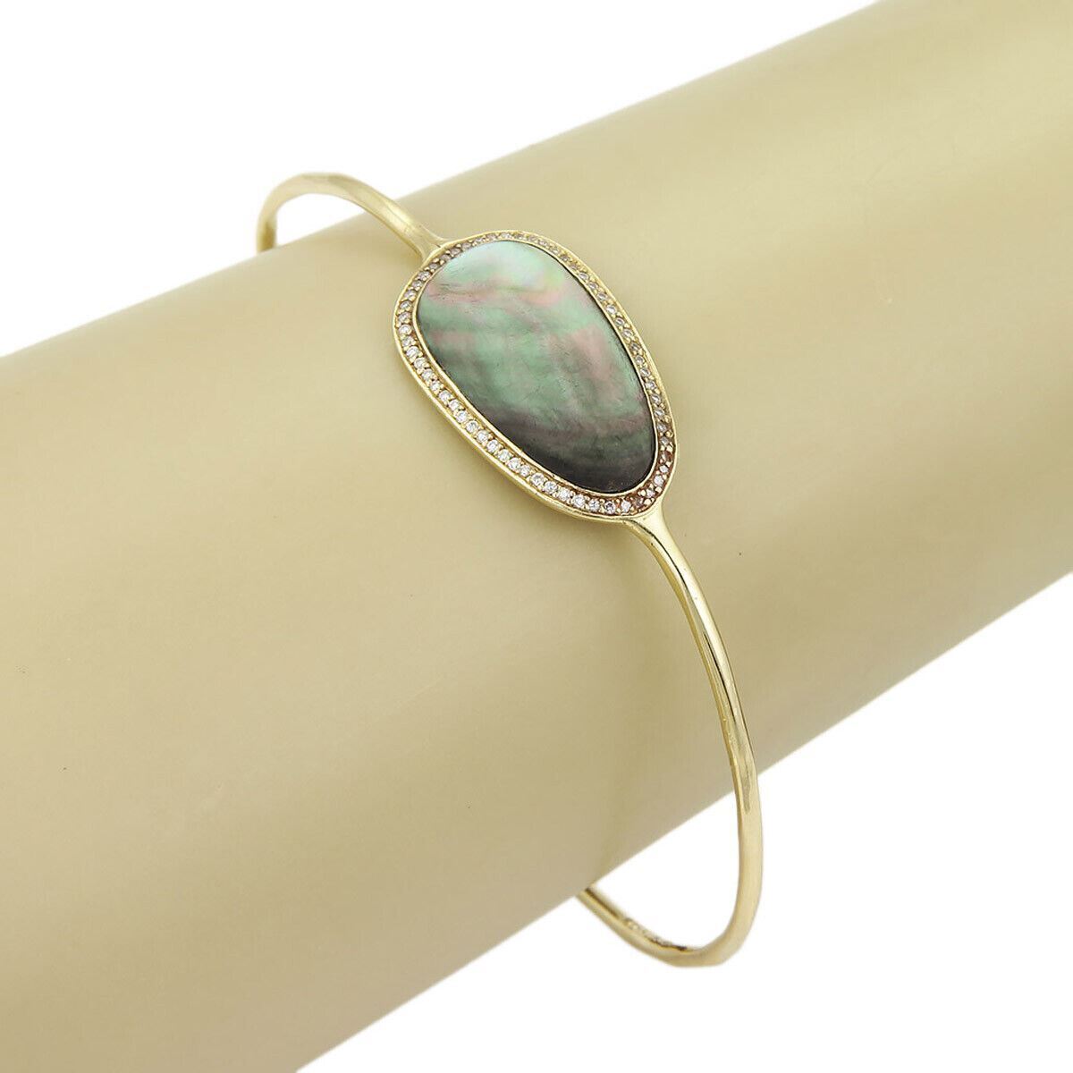 Ippolita Pebble 18k Yellow Gold Pave Diamonds & Mother of Pearl Bangle