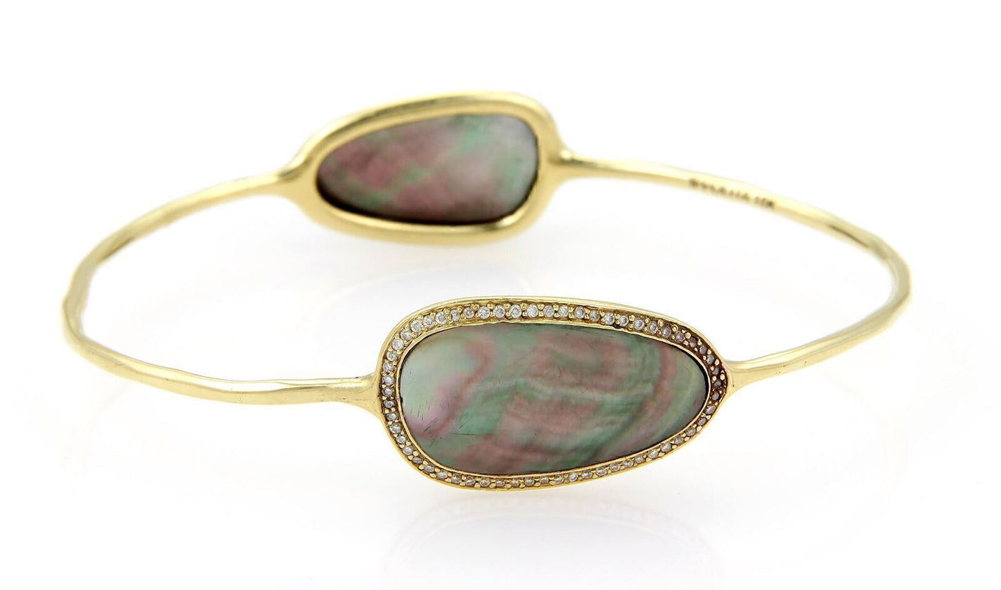 Ippolita Pebble 18k Yellow Gold Pave Diamonds & Mother of Pearl Bangle