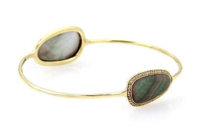 Ippolita Pebble 18k Yellow Gold Pave Diamonds & Mother of Pearl Bangle