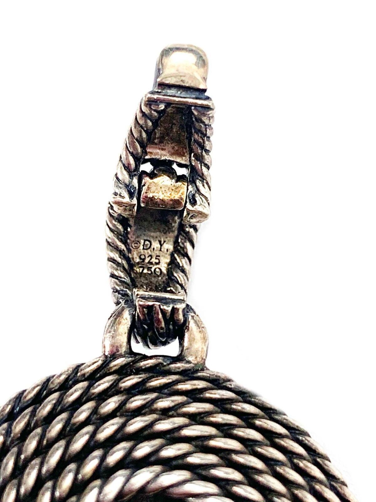 David Yurman Sterling Silver & 14k Gold Oval Mother of Pearl Pendant Necklace