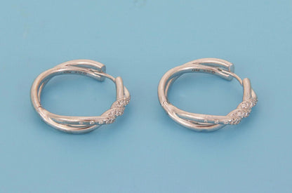 David Yurman Continuance Diamond 18k White Gold Hoop Earrings