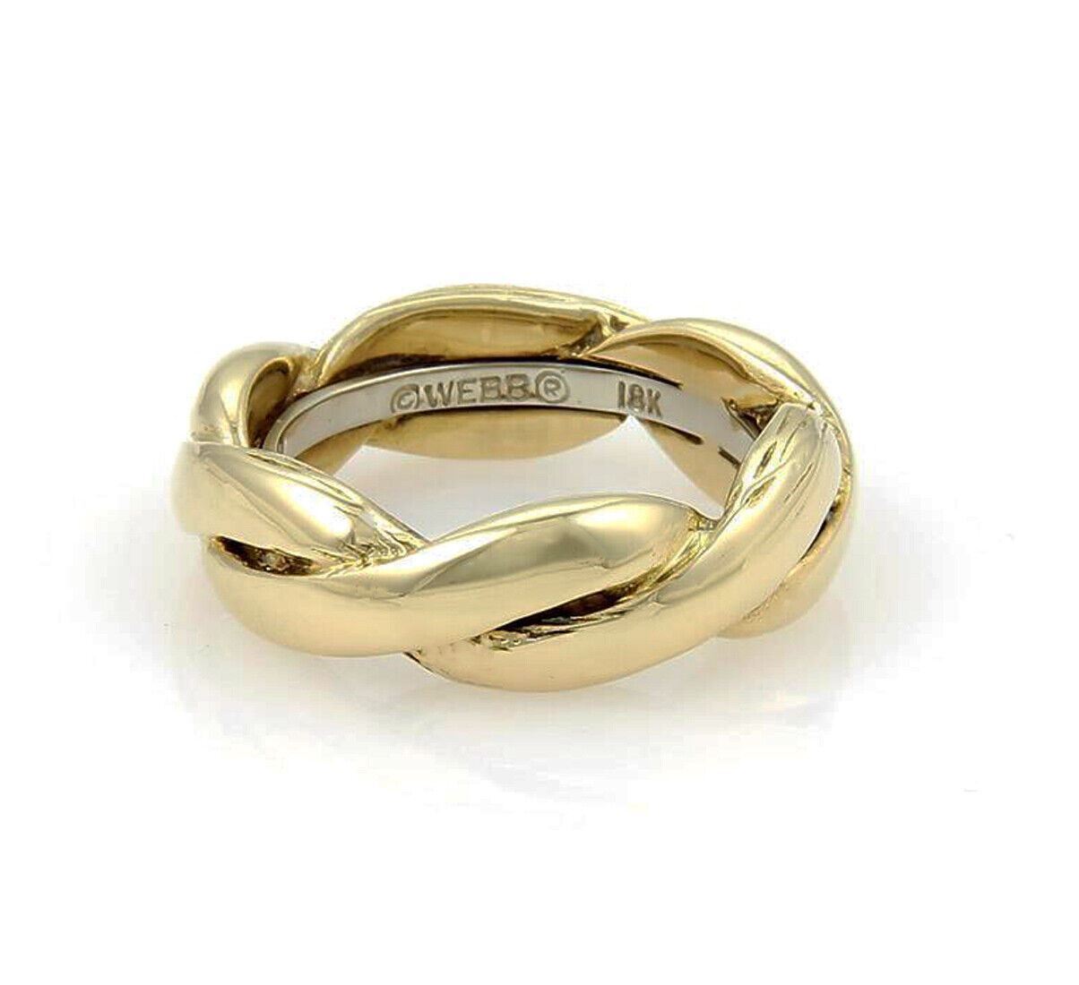 David Webb Braided 18k Two Tone Gold Band Ring - Size 6