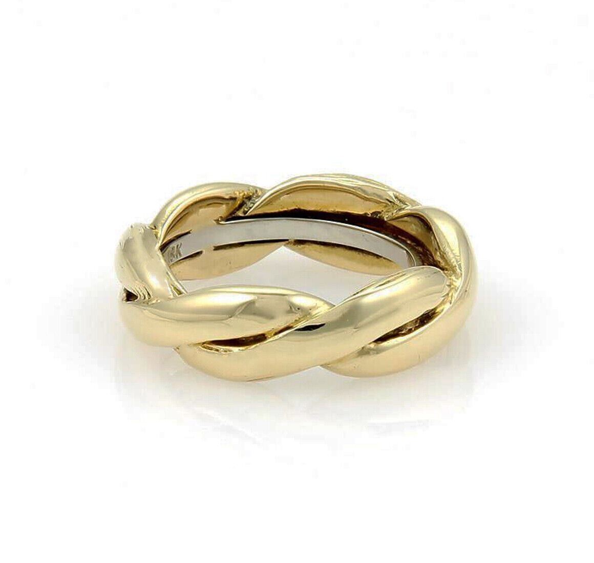 David Webb Braided 18k Two Tone Gold Band Ring - Size 6