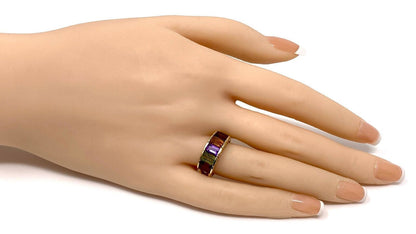 Multicolor Rainbow Gems 14k Yellow Gold Band Ring - Size 6.5