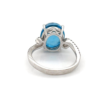 Gabriel & Co. Diamond Blue Topaz 14k White Gold Ring - Size 6