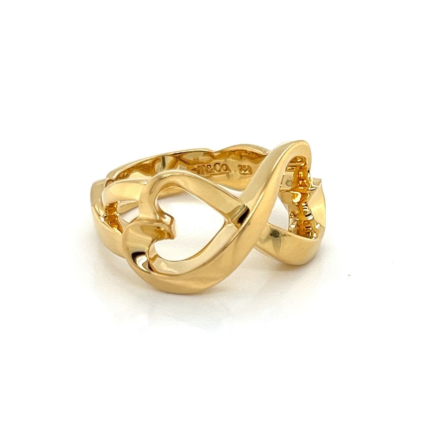 Tiffany & Co. Picasso Infinity 18k Yellow Gold Double Hearts Ring - Size 5.5