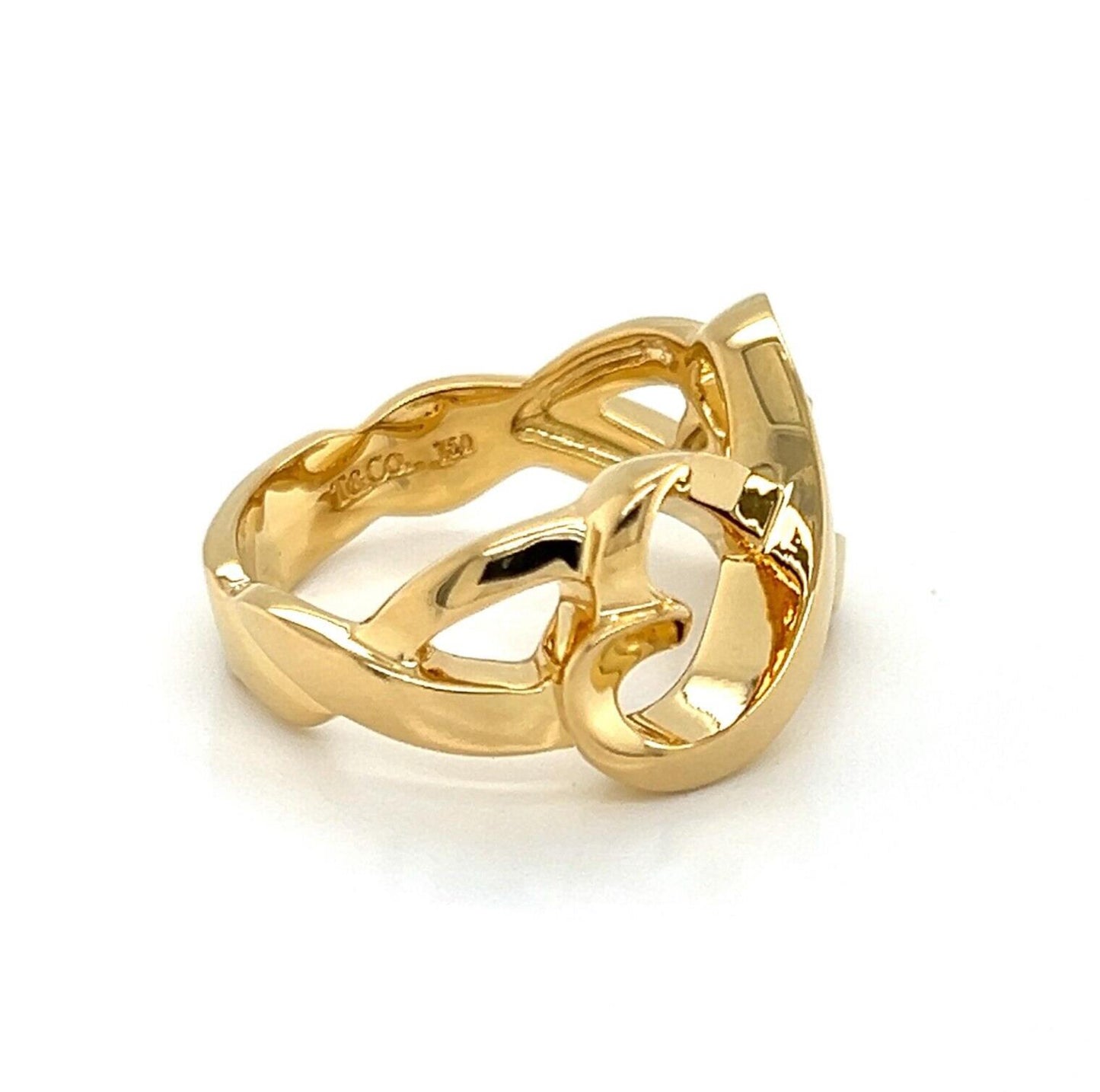 Tiffany & Co. Picasso Infinity 18k Yellow Gold Double Hearts Ring - Size 5.5