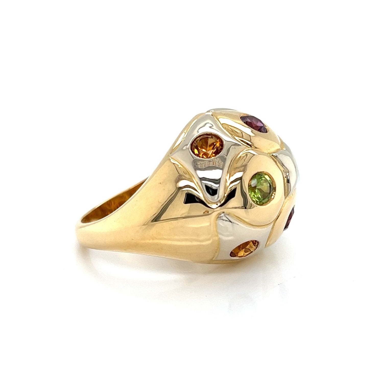 Bvlgari Multicolor Gems 18k Yellow Gold Dome Ring