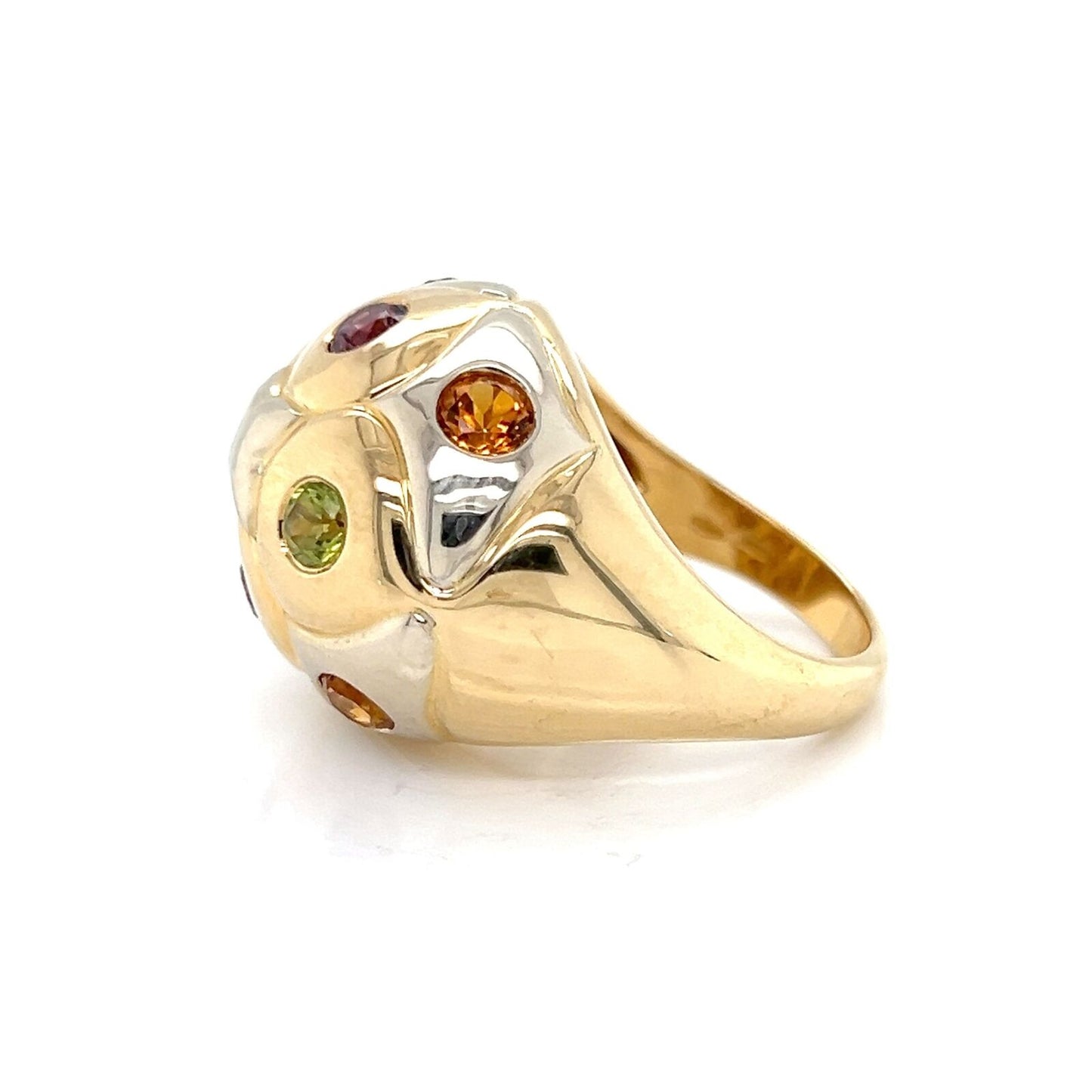 Bvlgari Multicolor Gems 18k Yellow Gold Dome Ring