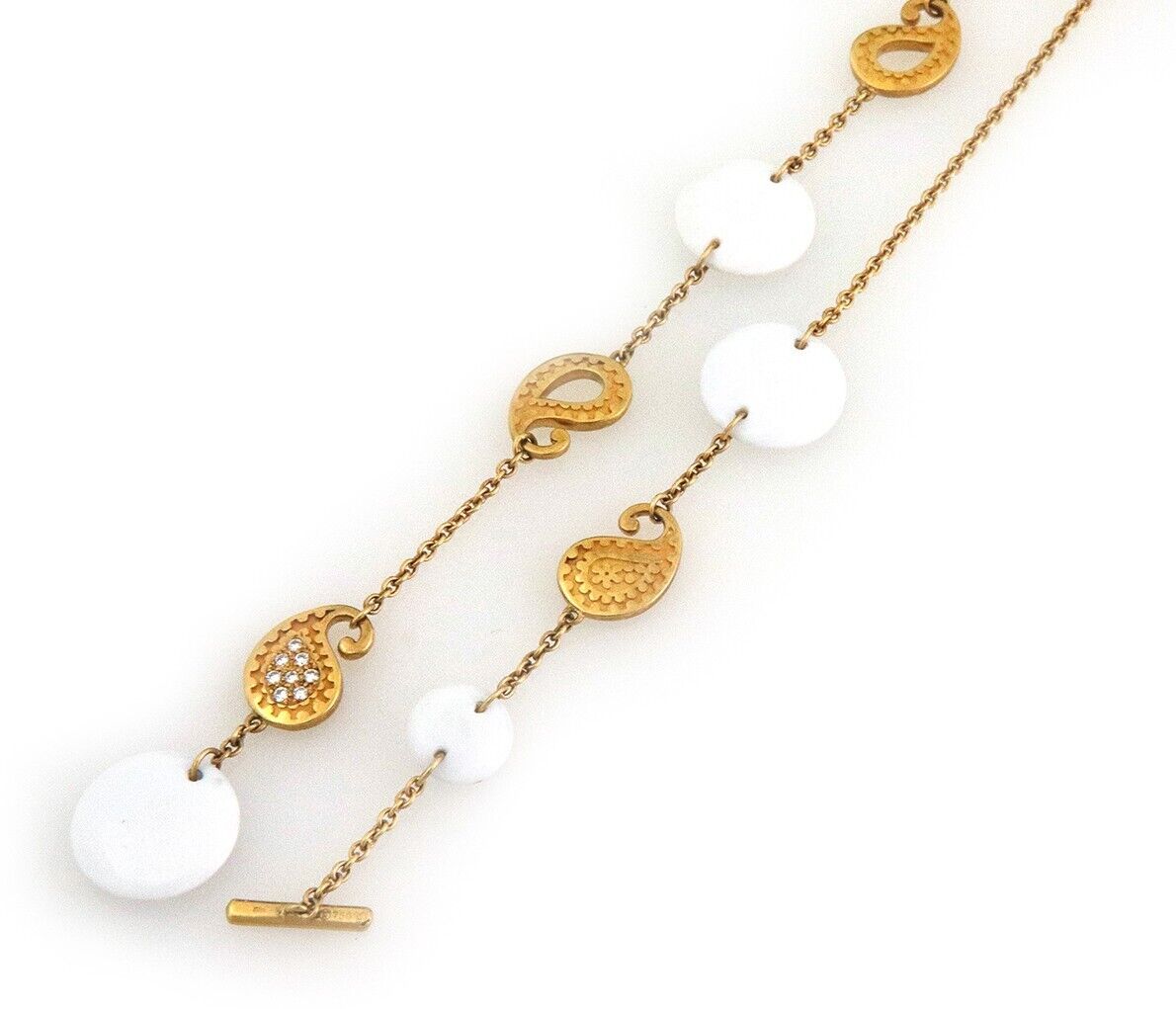 Carrera y Carrera Aqua Diamond White Agate 18k Yellow Gold Lariat Necklace