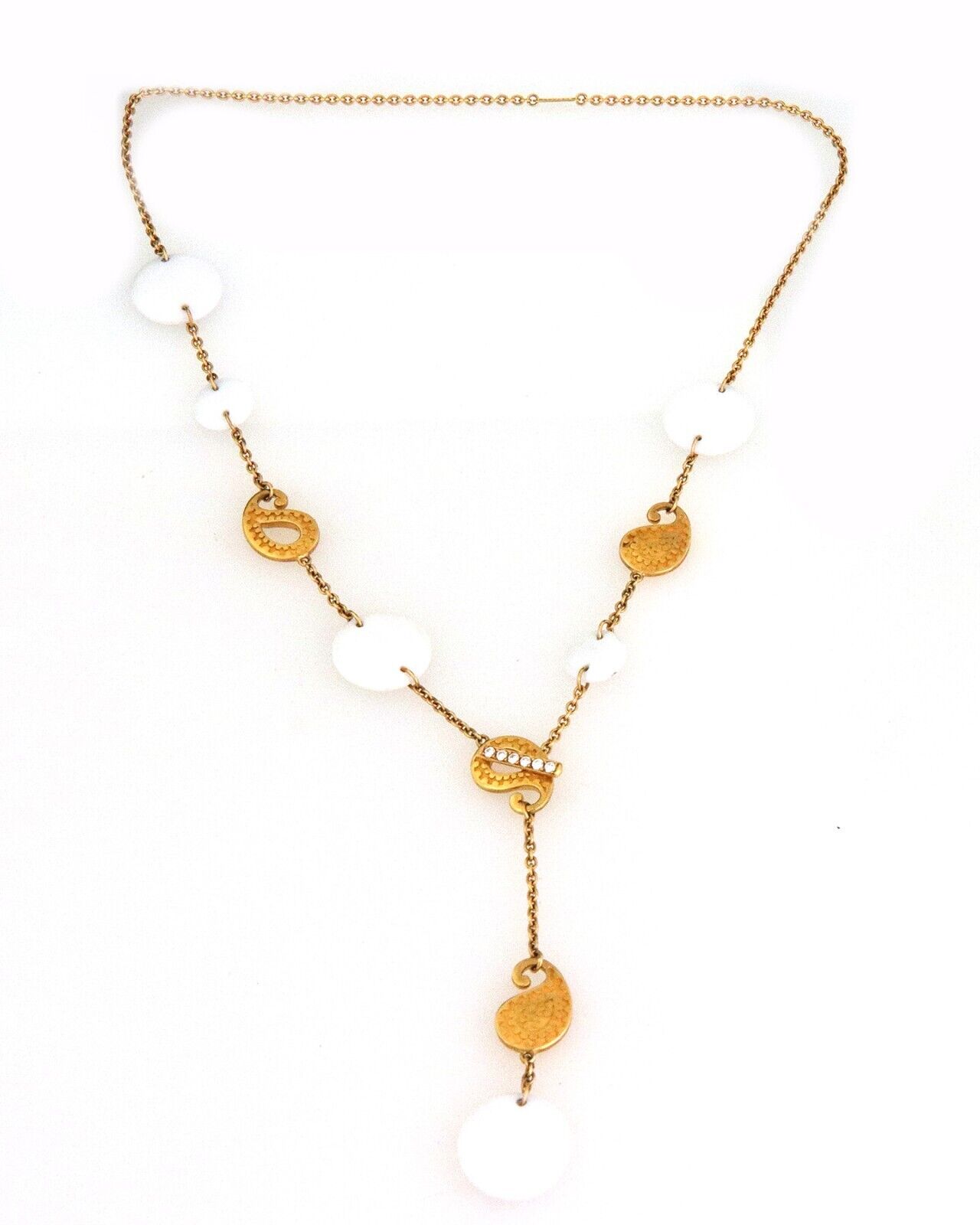 Carrera y Carrera Aqua Diamond White Agate 18k Yellow Gold Lariat Necklace