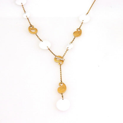 Carrera y Carrera Aqua Diamond White Agate 18k Yellow Gold Lariat Necklace