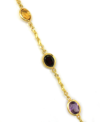 Smoky Quartz 14k Yellow Gold Multicolor Gems Pendant Necklace