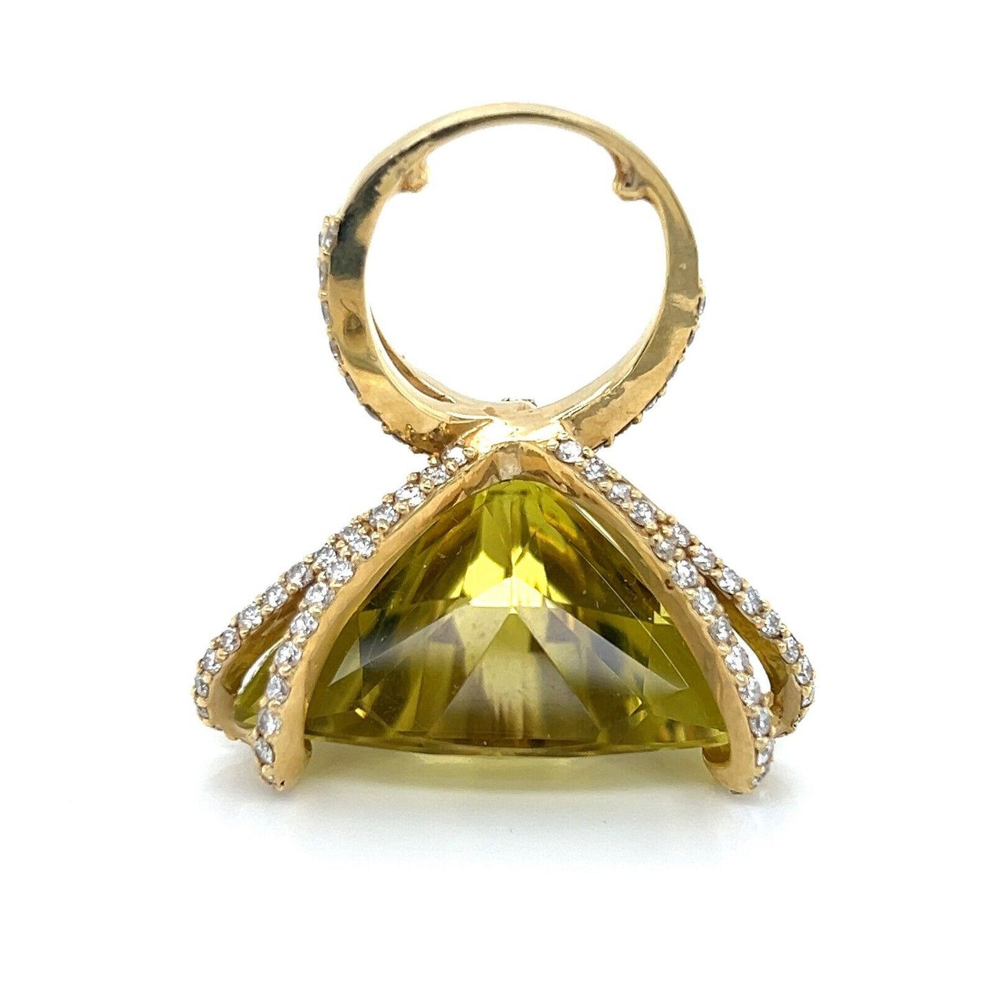 Lime Quartz & Diamond 18k Yellow Gold Large Ring