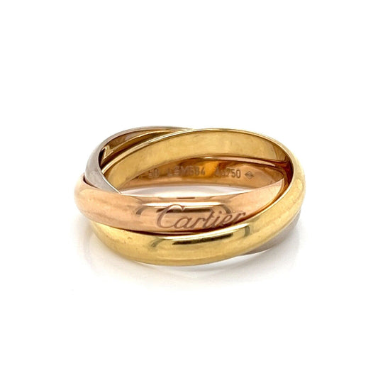 Cartier Trinity 18k Tri-Color Gold Rolling Band Ring w/Cert - Size 8