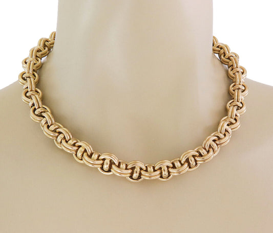 Fancy Rounded 14k Yellow Gold Link Necklace- Made in Italy