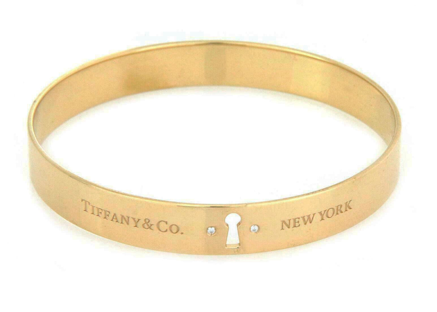 Tiffany & Co. 18k Yellow Gold Keyhole Lock Bangle Bracelet