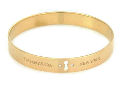 Tiffany & Co. 18k Yellow Gold Keyhole Lock Bangle Bracelet
