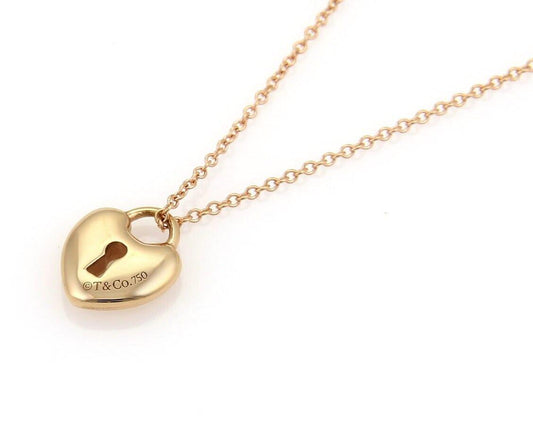 Tiffany & Co. Heart Padlock 18k Rose Gold Pendant Necklace