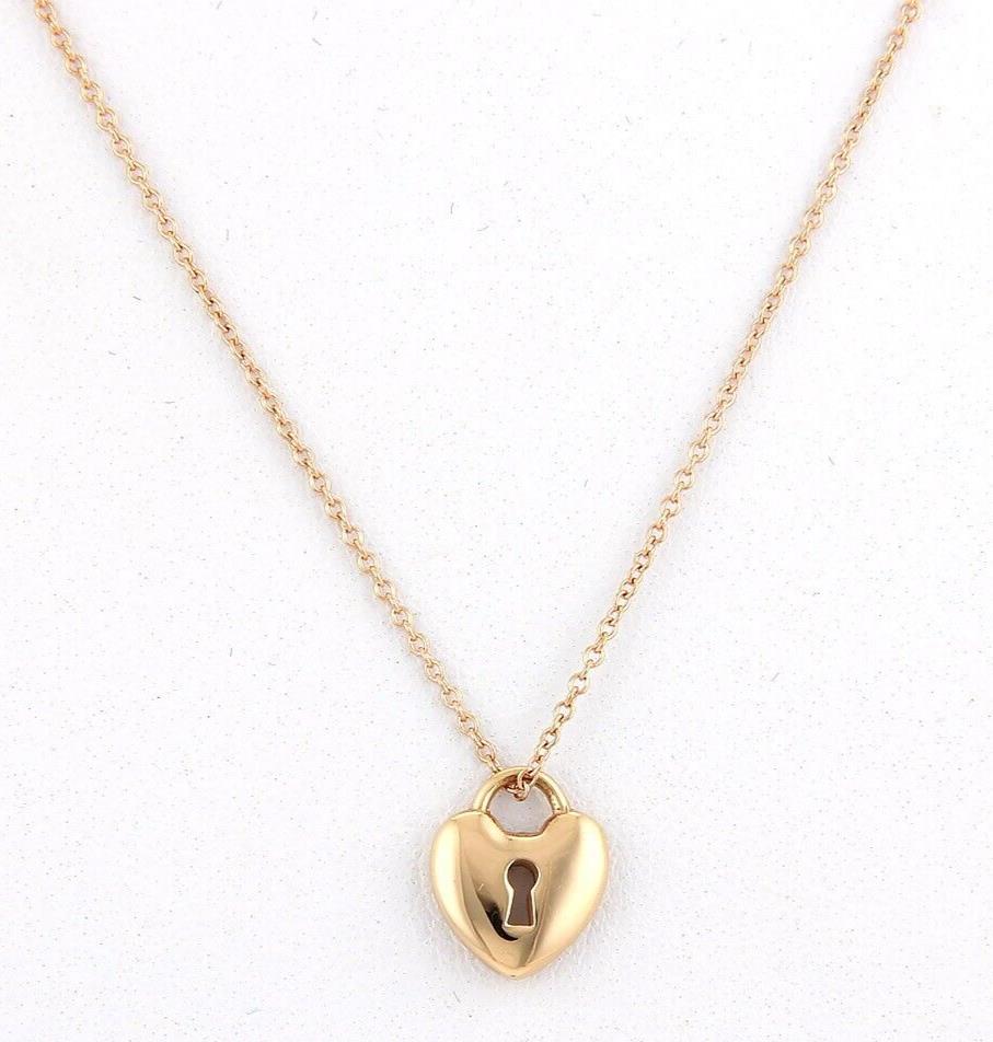 Tiffany & Co. Heart Padlock 18k Rose Gold Pendant Necklace