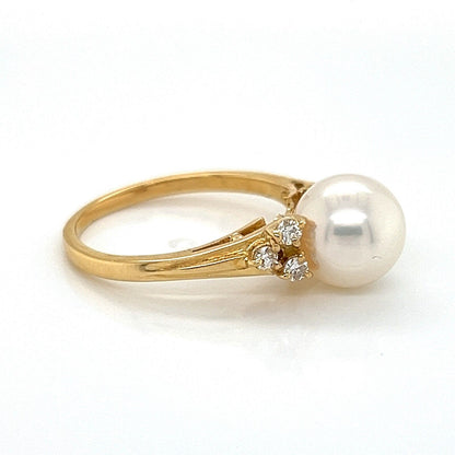 Mikimoto Akoya Pearls18k Yellow Gold Cocktail Ring - Size 4.5